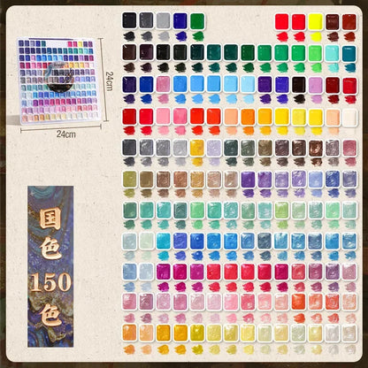 12/98/150/180 Colors Pearl Solid Water Color Paint Set Portable Professional Watercolor Painting School Art Supplies Stationery
