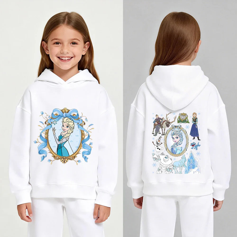 Disney Stitch Frozen Elsa Plush Pullover Hoodie - Children's Winter Fleece Sweatshirt
