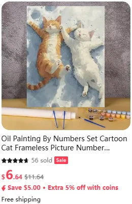 Canrichshop Black Cat Adult Paint by Number,Funny Bathing Cat Adults' Paint-by-Number Kits, Adults Beginners Unframed