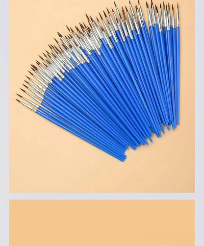 10/20/50Pcs Painting Brushes Set Art Round / Flat Brushs Nylon Hair Paint Brushes Pen for Oil Acrylic Watercolor Art Supplies