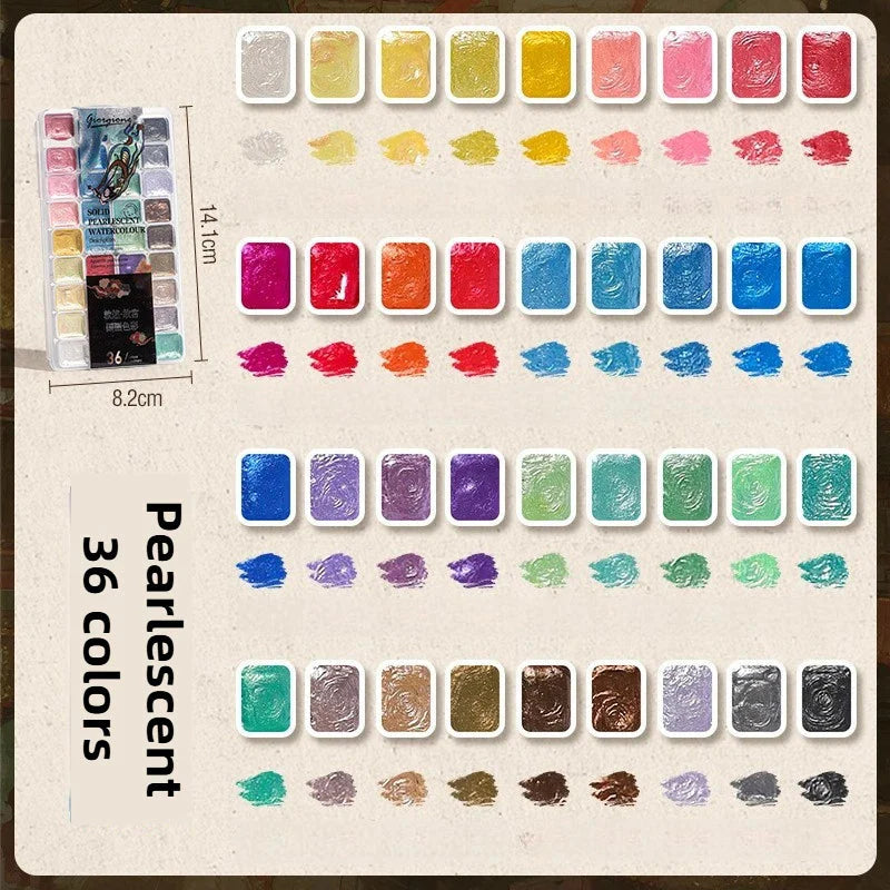12/98/150/180 Colors Pearl Solid Water Color Paint Set Portable Professional Watercolor Painting School Art Supplies Stationery