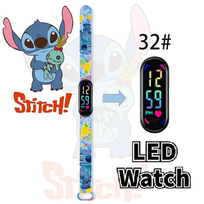 Disney Stitch Digital Kids' Watches Anime Figures LED Luminous Watch Touch Waterproof Electronic Sports Watch Kids Birthday Gift