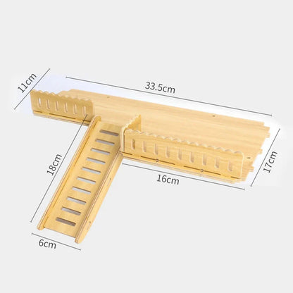 Hamster Habitat Décor Wooden Double-Layer Platform with Ladder Durable Pet Toy Accessory for Gerbil Guinea Pig and Small Animals