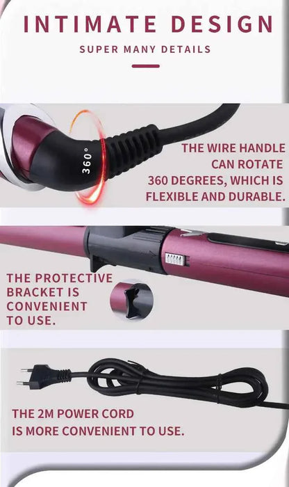 Kemei Professional Hair Curler Hair Curling Iron Wand Ceramic Tourmaline long Barrel Dual Voltage 100-240V Hair Waving Style Too