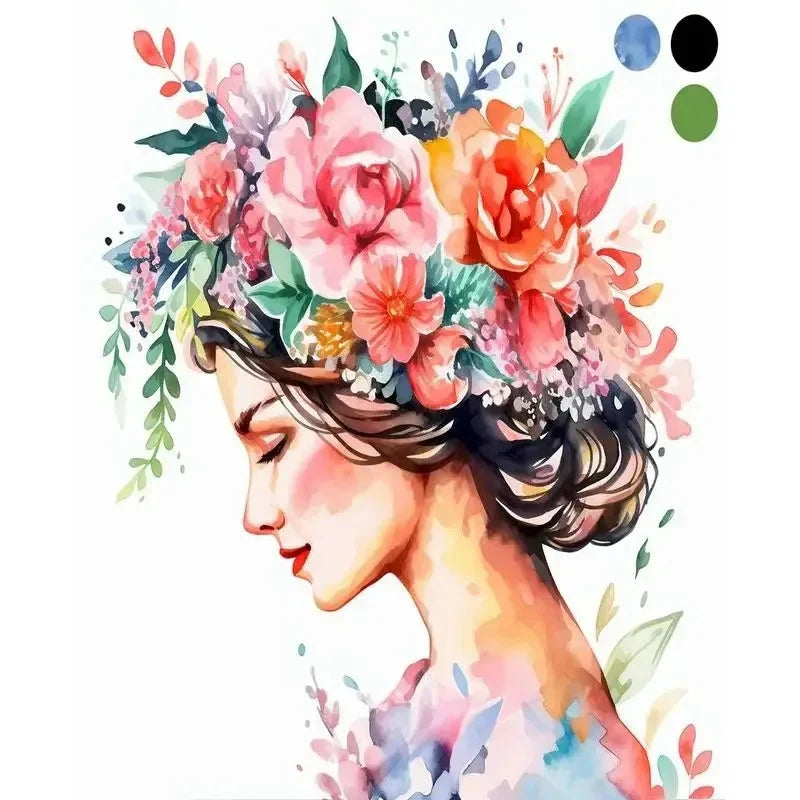 Paint By Number Woman Drawing on Canvas HandPainted Art Gift DIY Pictures By Number Flower Girl Kits Home Decoration