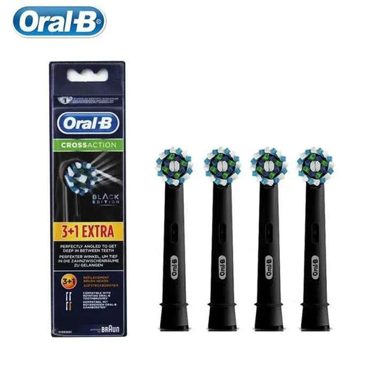Oral-B EB50 Cross Action Teeth Clean Round Head Replacement Brush Heads for Adult Rotation Type Tooth Brush Black 4PC/Pack