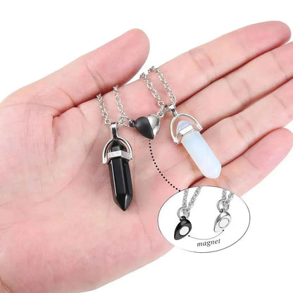 Crystal Friendship Matching Couples Necklaces for Women Men with Heart Charm, Dainty Rose Quartz Best Friends BFF Necklace