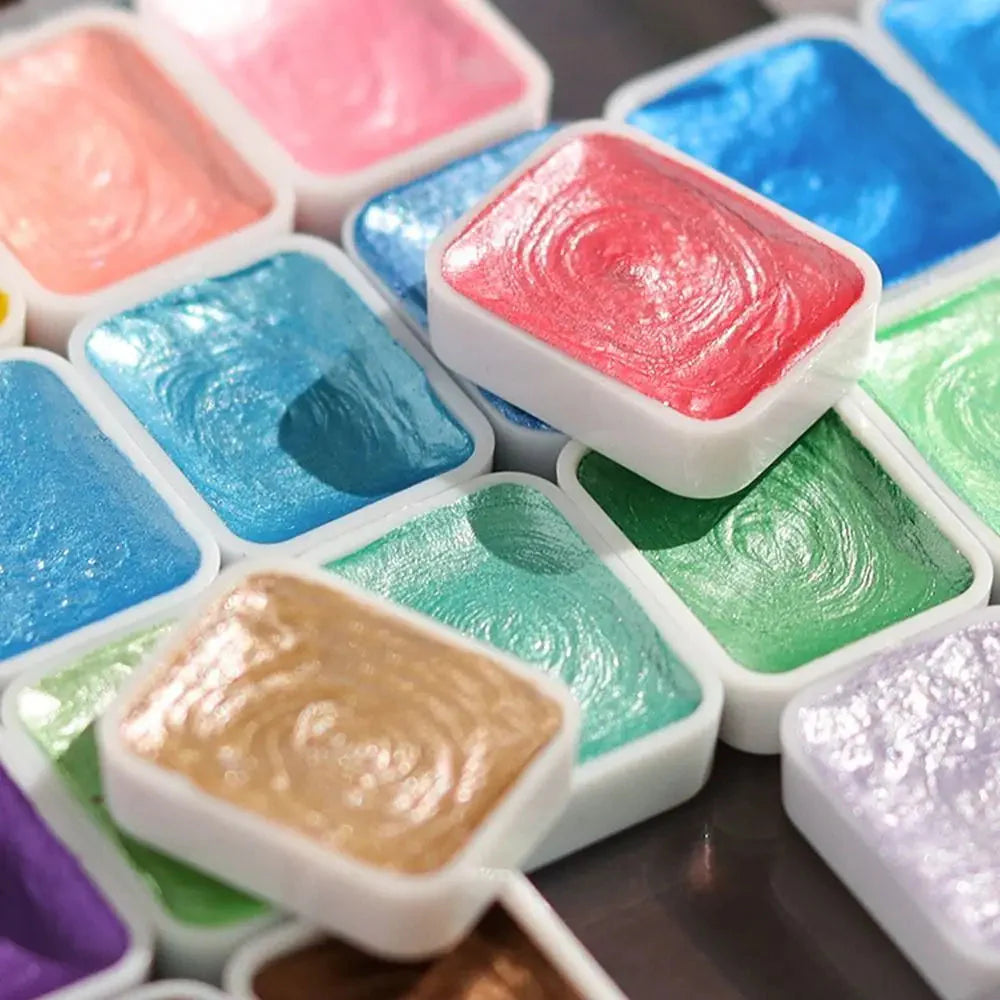 12/24/35/48Color Pearlescent Solid Watercolor Paint Multifunctional Painting Tool Set Painting Paint DIY Watercolor Sets