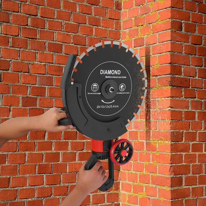 16In 4000W Electric Concrete Saw Brick Cutter Circular Saw Wall Slotting Groving with Saw Blade and Rolling Pulley 3000RPM