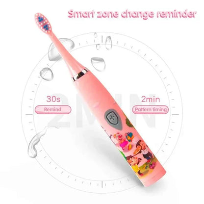 Children Electric Toothbrush USB Rechargeable Colorful Cartoon Brush Ultrasonic Smart Timer Soft Hair Tooth Brush Oral Cleaning