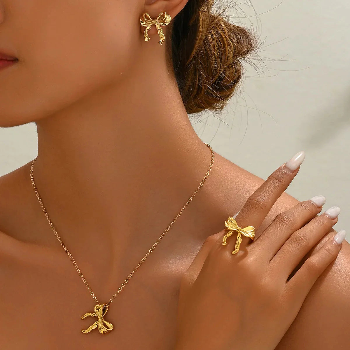 2025 Fashion Jewelry Set Luxury Alloy Long Tassel Necklace Bracelet Earrings Rings Elegant Women Banquet Wedding Accessories