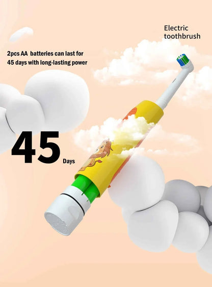 Kids Electric Toothbrush Colorful Cartoon Soft Bristle Rounded Vibrate Heads Teeth Brush Gum Care Battery Power 3-15 Years Old