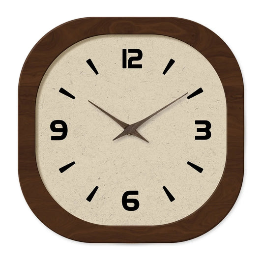 French-Style Retro Cream Crystal Porcelain Square-Shaped Simple Pattern Wooden Wall Clock for Living Room, Bedroom, Kitchen, Home Decoration, Silent Quartz Clock, Holiday Gift, 12 Inches, 14 Inches 16inch (Battery Not Include