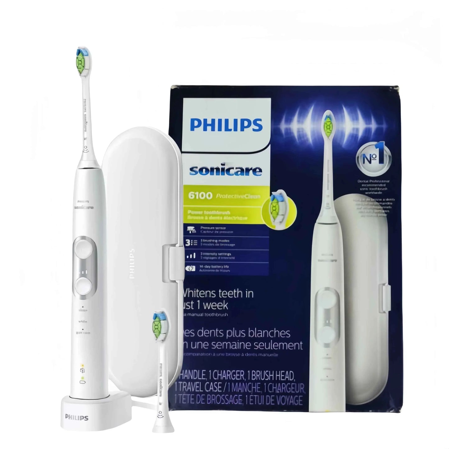 Philips Sonicare ProtectiveClean 6100 Rechargeable Electric Power Toothbrush, Navy Blue, HX6871