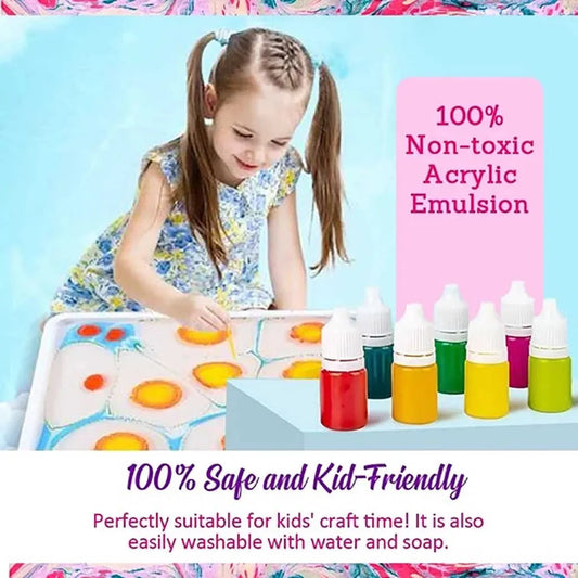 6ml Water Marbling Paint Kit Water Art Paint Set With Sketch Paper Arts Crafts For Girl Boy Creative Activities 6 Color