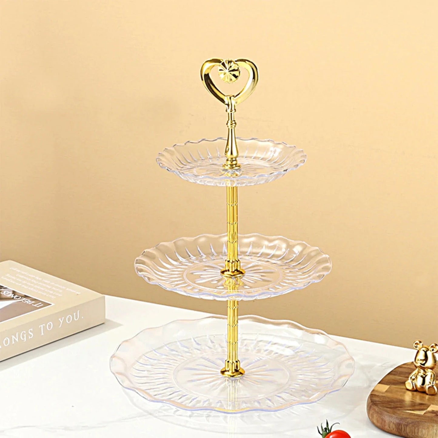 Plastic Dessert Display Table Wavy European And American Style Buffet Tea Break Cake Dessert Service Tray Fruit Plate Display