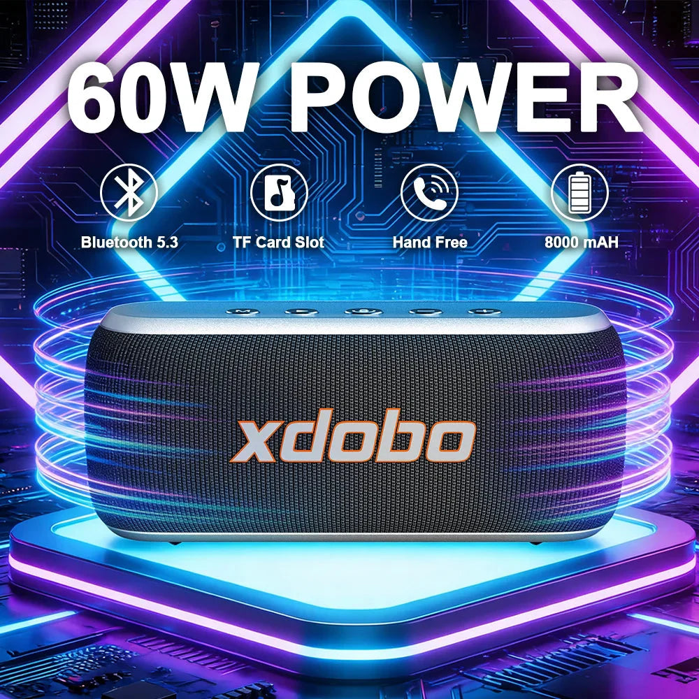 60W Soundbar XDOBO X8IV Subwoofer Speaker 8000mAh Deep Bass Outdoor Smart Phone TV Home Cinema Loudspeaker With Alloy Design