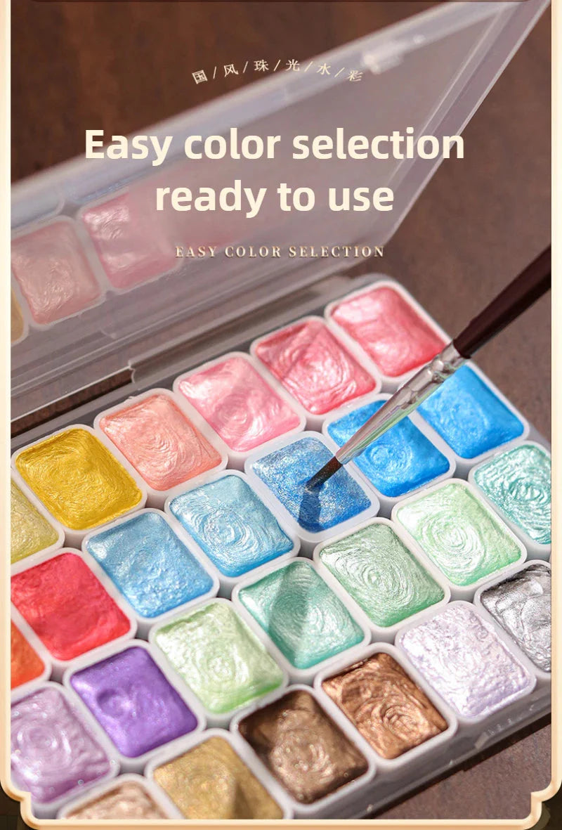 12/98/150/180 Colors Pearl Solid Water Color Paint Set Portable Professional Watercolor Painting School Art Supplies Stationery