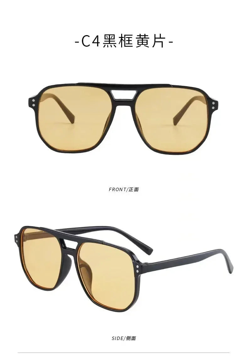 Vintage Men Women Big Sunglasses Men Square Shades Unisex Sun Glasses Black Lense Male Female Sunglasses UV400 Glasses