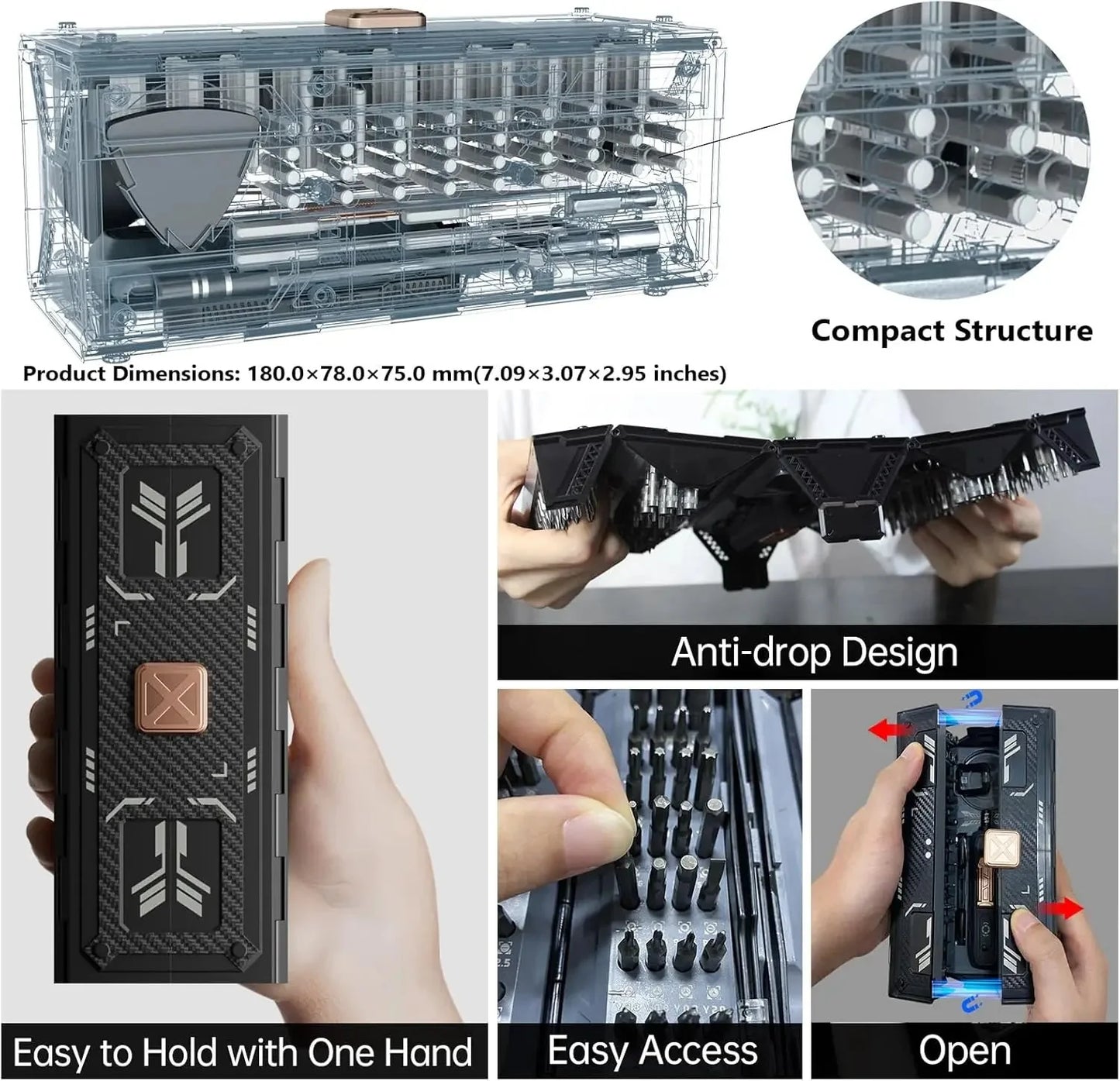 Professional 160-Bit Magnetic Screwdriver Set, 21 Precision Types for Laptop Watch Xbox Console Glasses Doorbell DIY Electronics