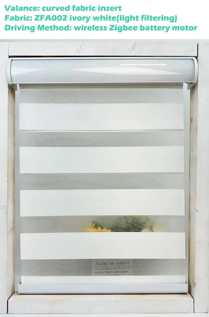 Decopedia Custom Made Zebra Blinds for Windows Motorized Roller Blinds Blackout Day and Night Window Blinds for Sliding Door