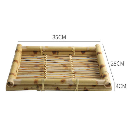 Bamboo Woven Trays Thai & Japanese Restaurant Serving Plates for Snacks, Desserts, Fried Food Eco-Friendly Service Set