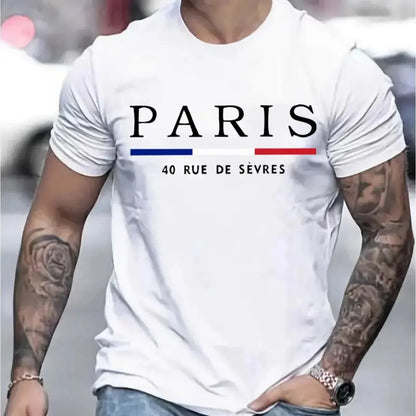 Paris Shirts men's T-shirt 3D printed men's clothing short sleeved men's T-shirt round neck oversized T-shirt fashionable men's
