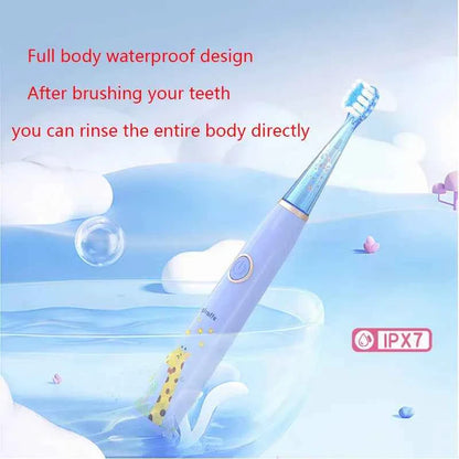Kids Sonic Electric Toothbrush Cartoon with Colorful LED Light IPX7 Waterproof Overall Clean Teeth Rechargeable Care Toothbrush