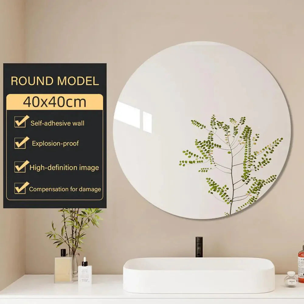 Acrylic Mirror Sheet Frameless Bathroom Wall Mirror Stickers Adhesive Bathroom Vanity Mirrors Waterproof Room Wall Decor For