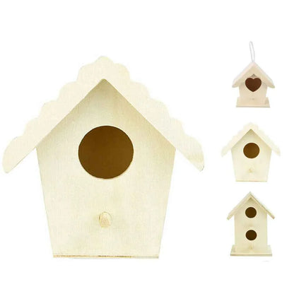Wooden Bird House Nest Dox Nest House Bird Box Wooden Birdhouse Home Parrot Nest Houses Pet Bedroom Craft Box Garden Decoration