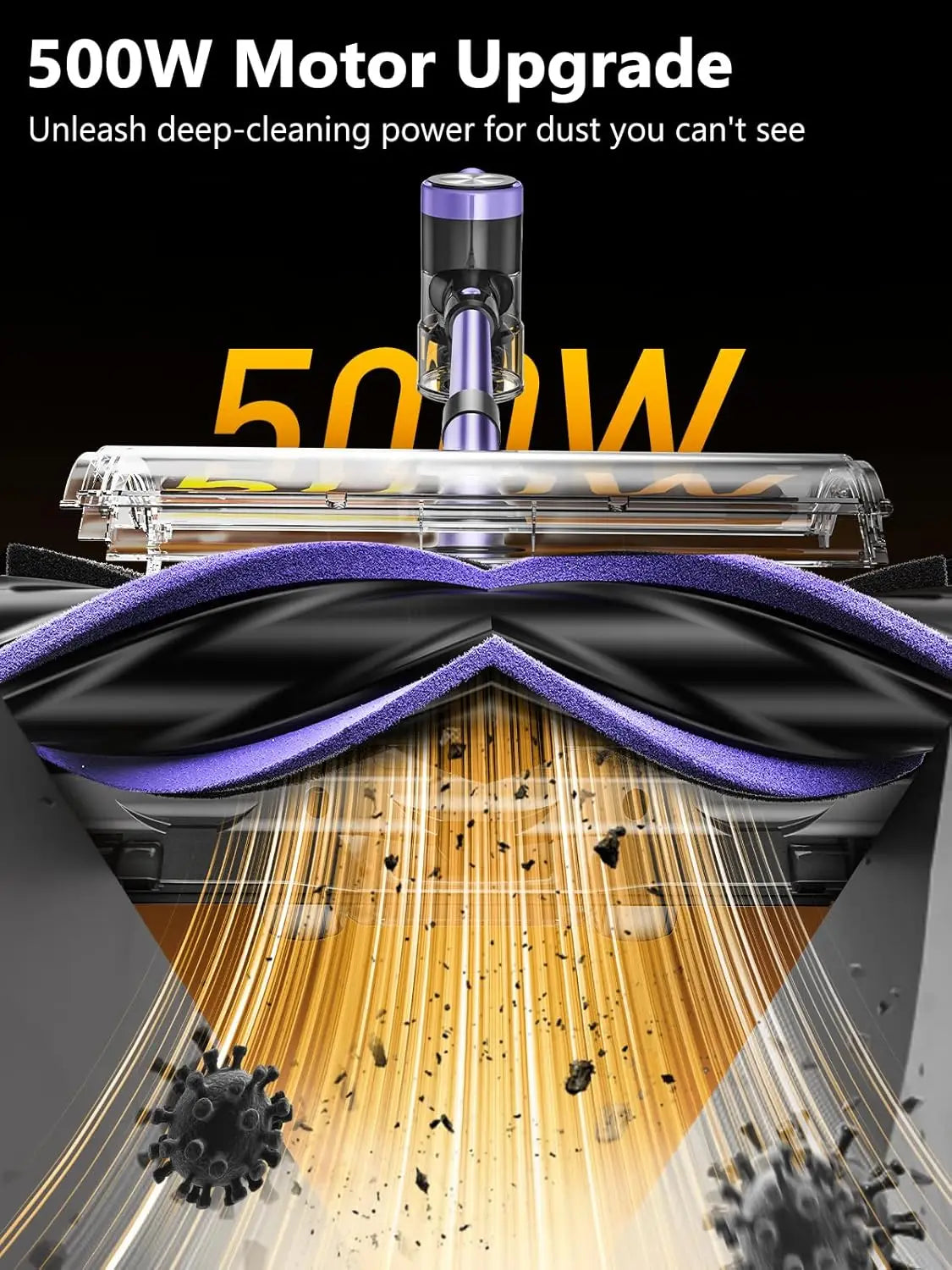 CordlVacuum Cleaner, 46KPa/500W Stick Vacuum with 55 Mins Runtime, Self-Standing Vacuum Cleaner for Home, LED Display, Anti