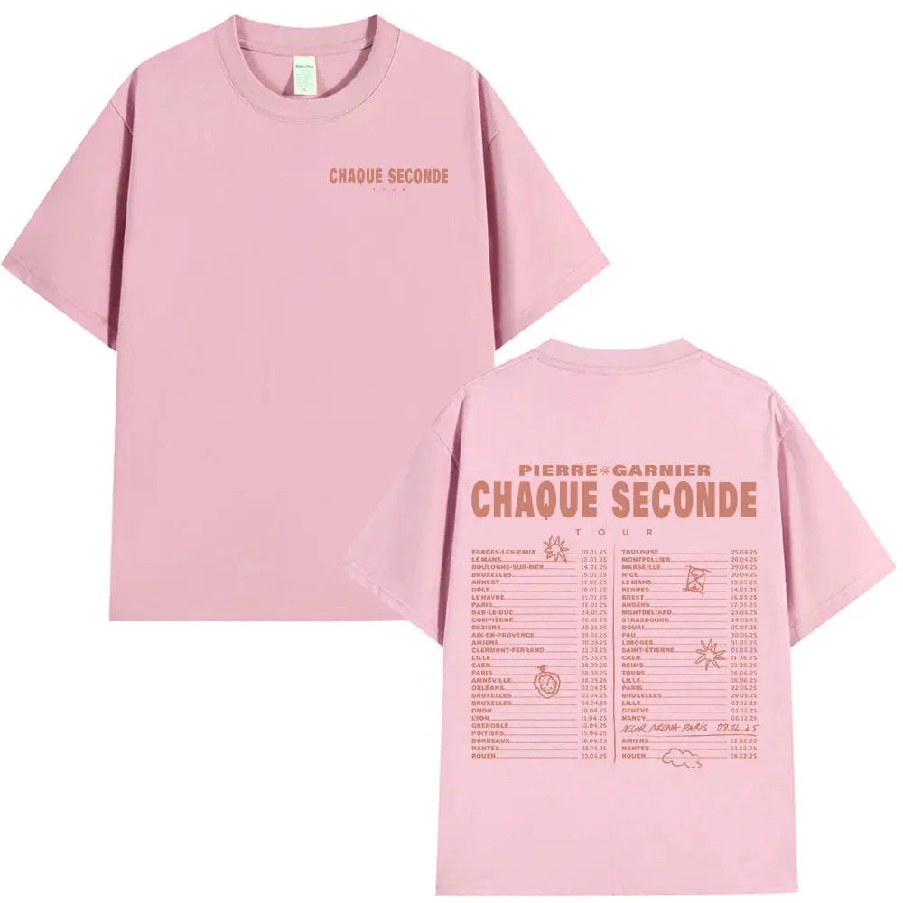 Pierre Garnier Chaque Seconde Tour Merch T-shirts Hip Hop Fashion T-shirt Women Men's Clothing Cotton Casual Oversized T Shirts