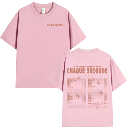 Pierre Garnier Chaque Seconde Tour Merch T-shirts Hip Hop Fashion T-shirt Women Men's Clothing Cotton Casual Oversized T Shirts