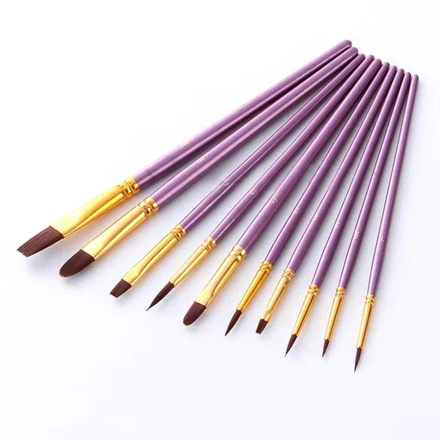 BOMEIJIA 10Pcs/Set Nylon Hair Paint Brush painting by numbers Tool brushes Watercolor Gouache Paint Brushes Drawing Art Supplies