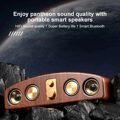 New Wireless BlueTooth Loudspeaker Box Wood Grain Retro Desktop High-power 3D Stereo Subwoofer Computer Audio Portable Sound-bar