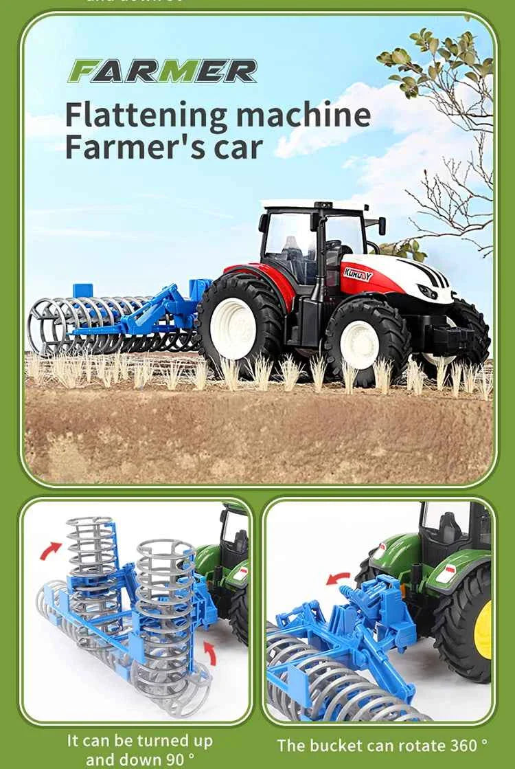 RC Farm Tractors Car 1/24 Radio Controlled Cars and Trucks 2.4G with Light Simulated Engineering Truck Model Toys for Children