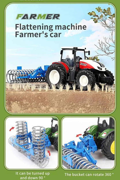 RC Farm Tractors Car 1/24 Radio Controlled Cars and Trucks 2.4G with Light Simulated Engineering Truck Model Toys for Children