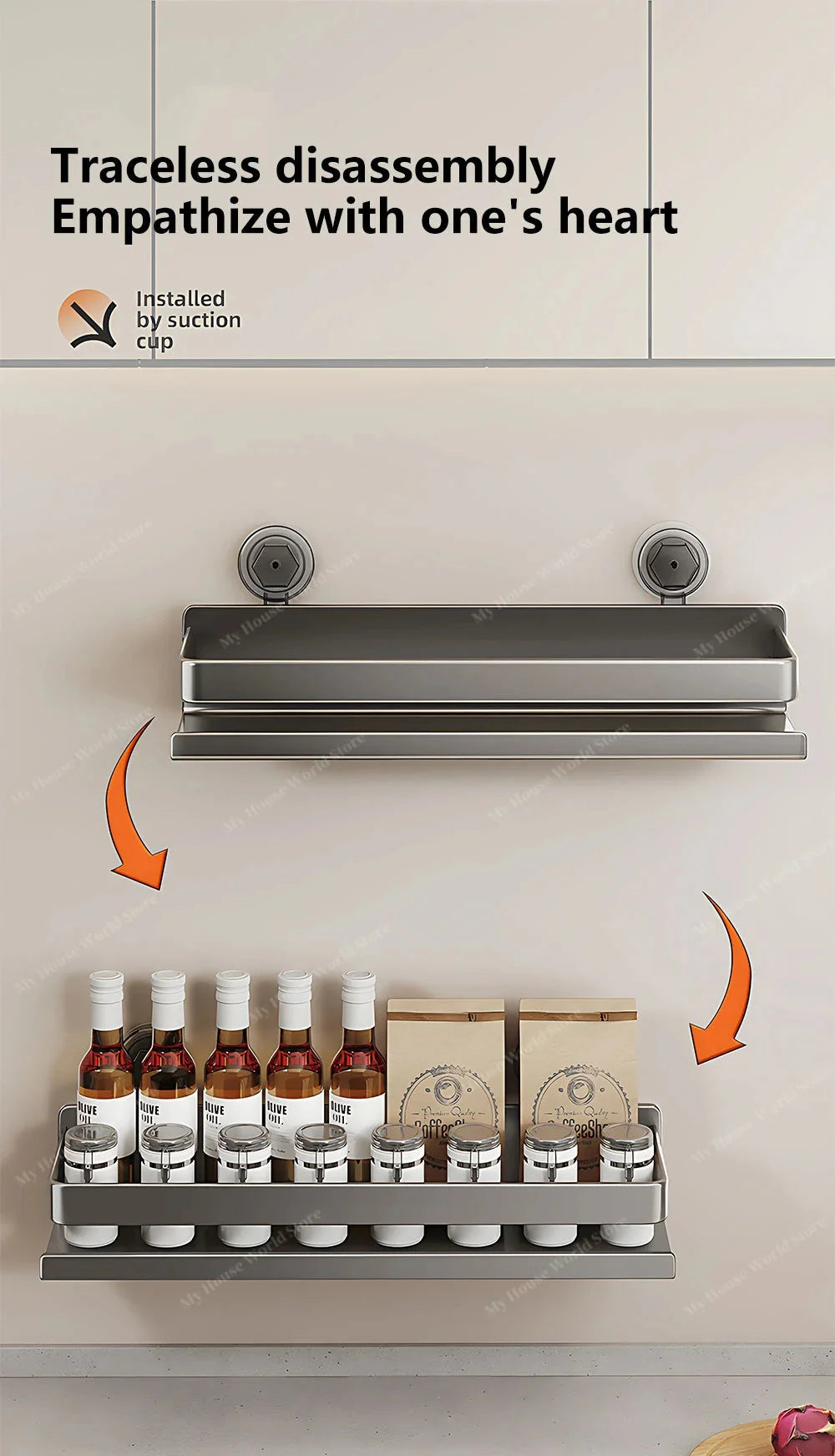 Shower Suction Cup Shelf Storage Shelf Home Organizer Shelf Holder Bathroom Organizer Suction Cup Wall Mounted Storage Rack