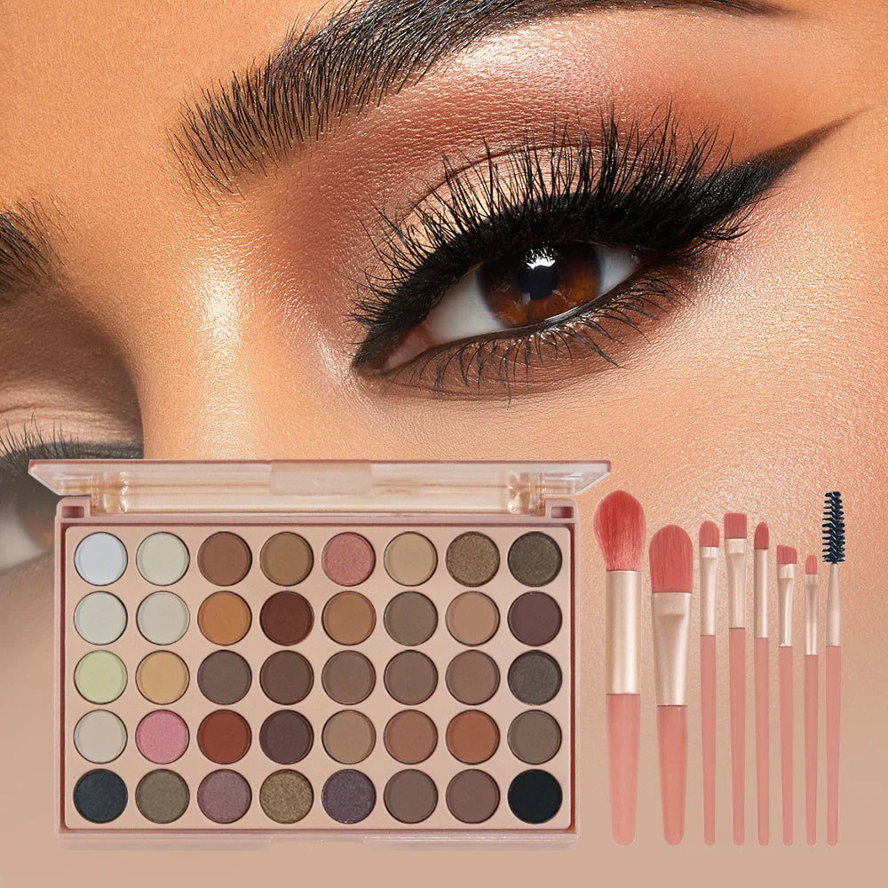 POPFEEL 40-Color Earth Tone & Pink Eyeshadow Palette – Versatile Shimmer, Matte, and Highlight Shades for Effortless Blending。