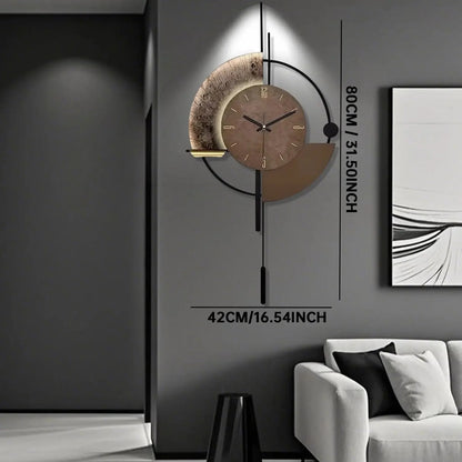 Decorative Wall Clock with Pendulum, Silent Quartz Movement, Large Modern Design for Living Room, Kitchen, Bedroom