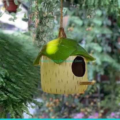 H7BF Resins Birdhouse Decors for Small Bird Nesting Decors Garden Ornament