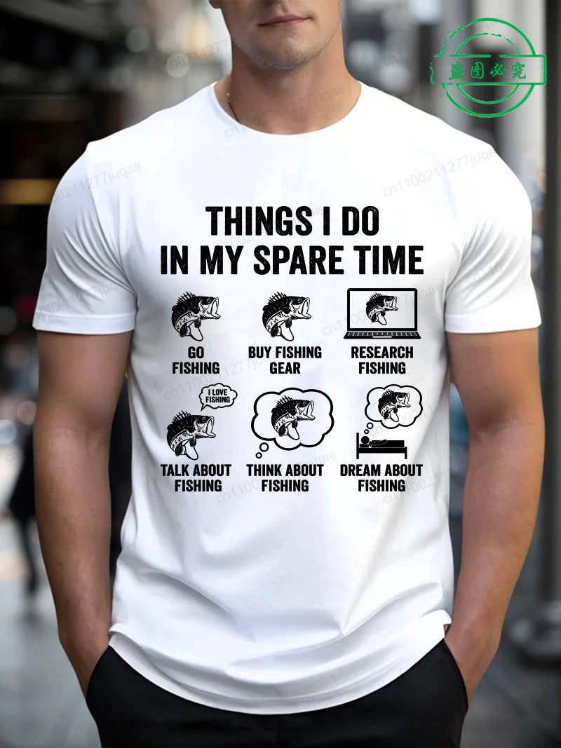T-Shirts for Men Fishing Meme Punny Pun Dad Joke Meme Fisherman Gift Shirts Tees Short Sleeve Men's Clothing