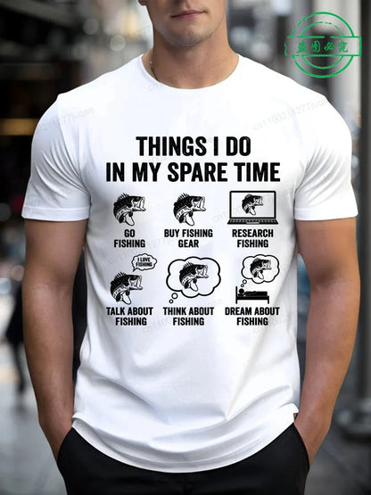 T-Shirts for Men Fishing Meme Punny Pun Dad Joke Meme Fisherman Gift Shirts Tees Short Sleeve Men's Clothing