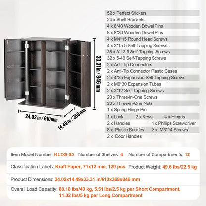 SucceBuy Media Storage Cabinet DVD Shelf Holds Adjustable CD Shelves 5/12/16/36 Compartments Protects and Organizes Music Movie