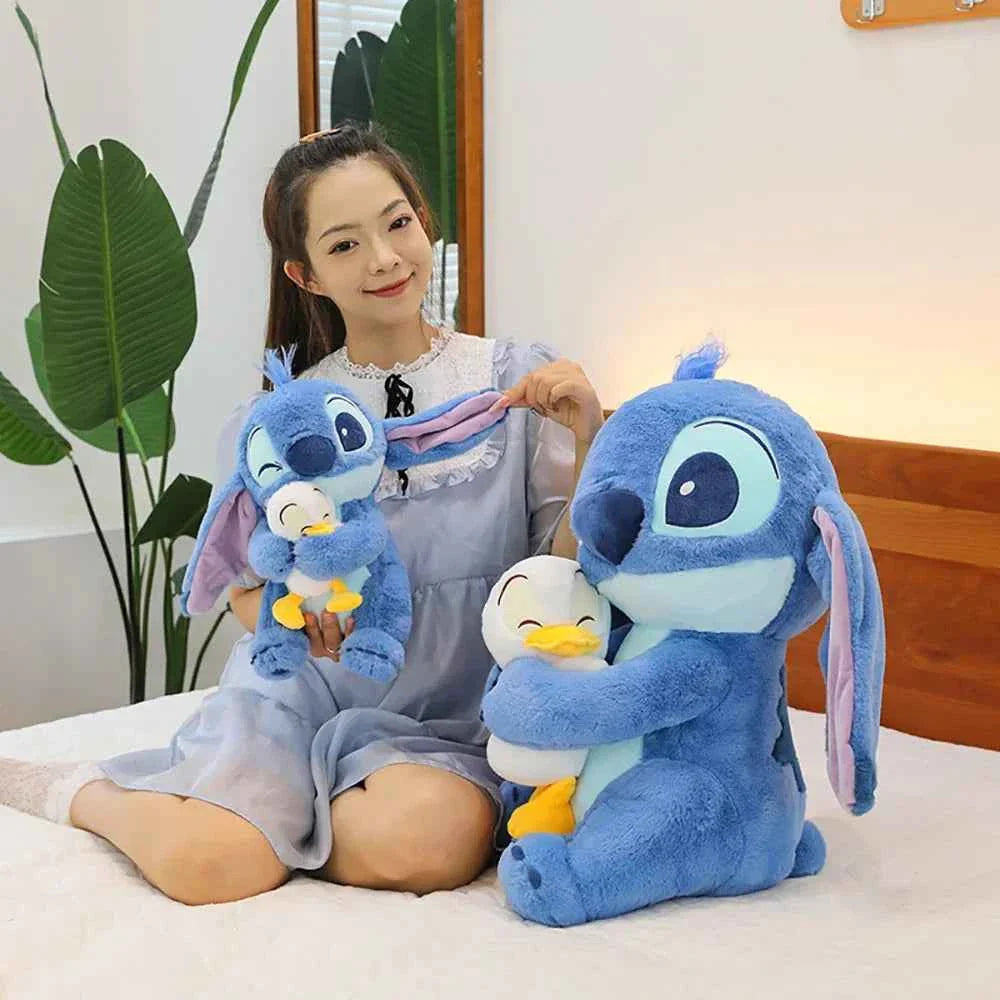 Disney Cute Stitching Duck Plush Toy Kawaii Cartoon Anime Plush Doll Sleep Pillow Soothing Toy Boy and Girl Birthday Gifts