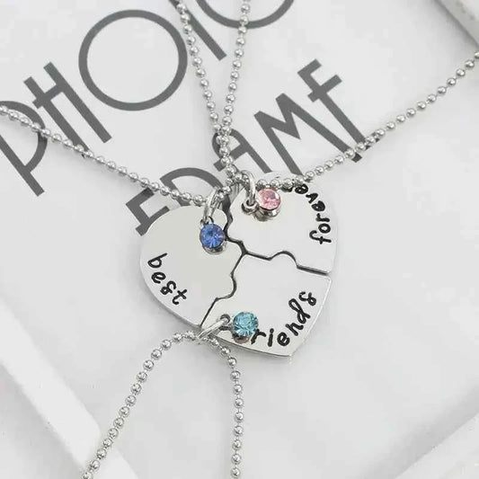 3 piece best friend necklace Women Necklac Chain 3 Piece Set Best Friend Friendship Pendant Bff Matching Necklace Jewelry