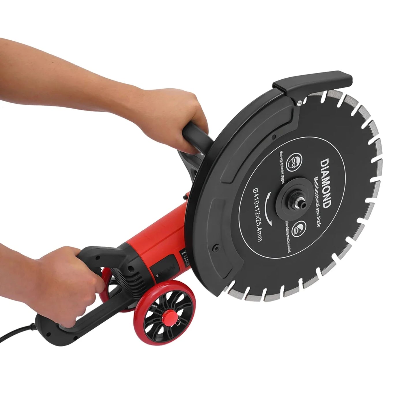 16In 4000W Electric Concrete Saw Brick Cutter Circular Saw Wall Slotting Groving with Saw Blade and Rolling Pulley 3000RPM