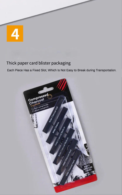 6pcs Set Square Sketch Carbon Stick Compressed Carbon Bar Drawing Carbon Pen Artist Drawing Carbon Bar Carbon Bar Art Supplies