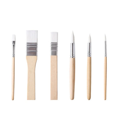 Art Paint 3/6pcs Painting Brush Set Professional Different Shape Watercolor Gouache Oil Brush Set Flat Tip Head Wooden Handle