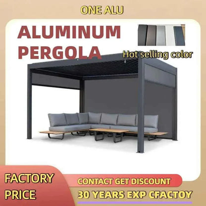3x4m Motorized Aluminum Pergola - Waterproof Gazebo with LED Lighting & Roller Shutters